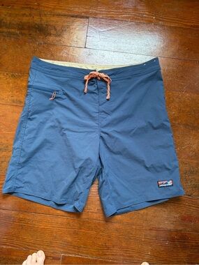 Patagonia Navy Swim Shorts with Orange Drawcord